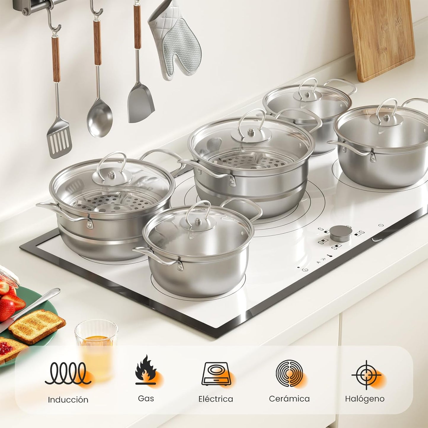 Juego de utensilios de cocina de acero inoxidable